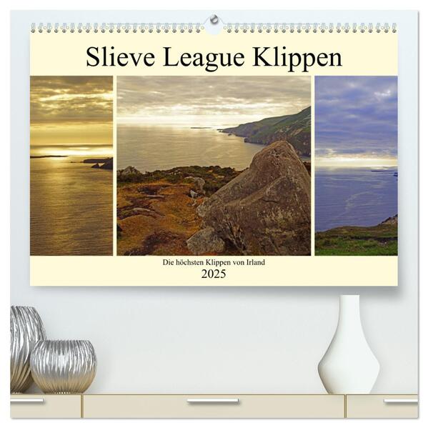 Slieve League Klippen die höchsten Klippen von Irland (hochwertiger Premium Wandkalender 2025 DIN A2 quer) Kunstdruck in Hochglanz