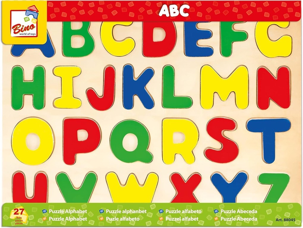 Bino 88045 - ABC Steckpuzzle Puzzle Alphabet Buchstaben 27-teilig Holz
