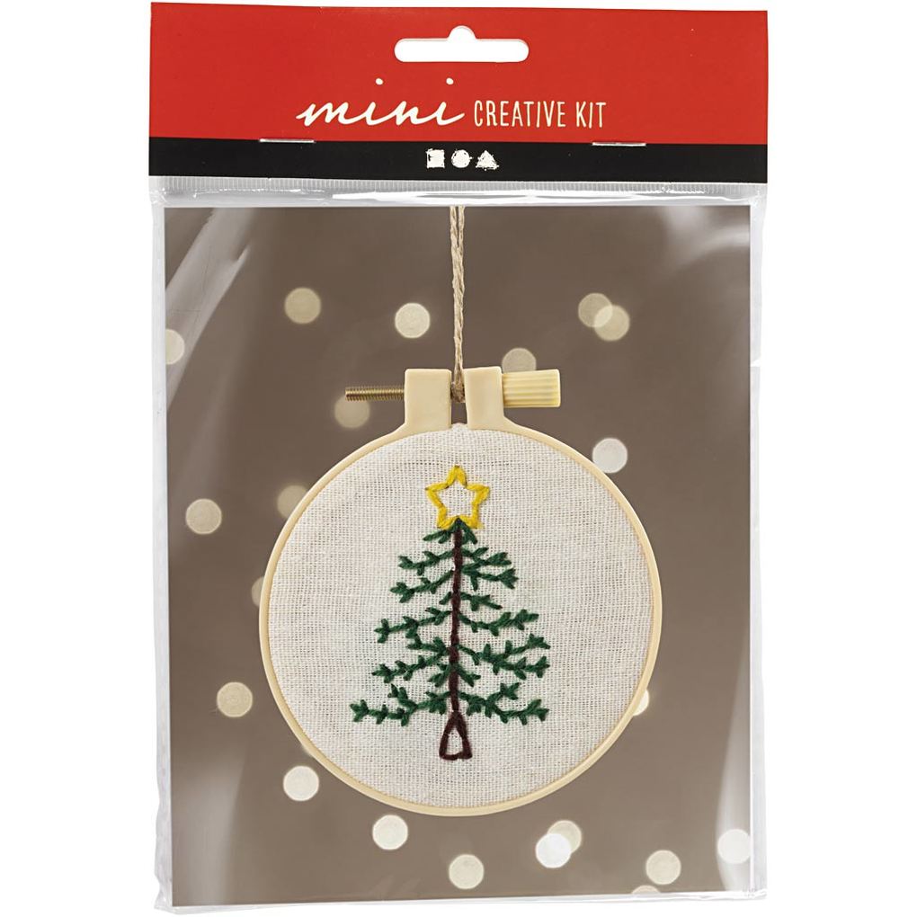 Creativ Company DIY Sets Sticken & Nadelstanzen Mini Kreativ Set Sticken Weihnachtsbaum Kreativ Box