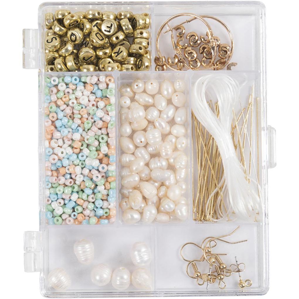 Creativ Company DIY Sets Beads Kreativ Mix Schmuck sanfte dezente Farben Süßwasserperlen Kreativ Box