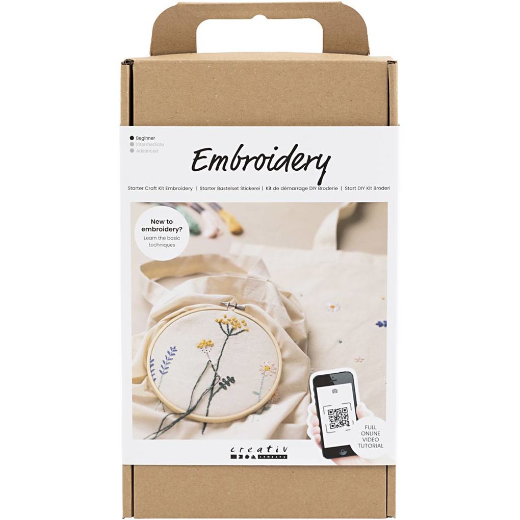 Creativ Company DIY Sets Sticken & Nadelstanzen Starter Kreativ Set Sticken Blumen Kreativ Box