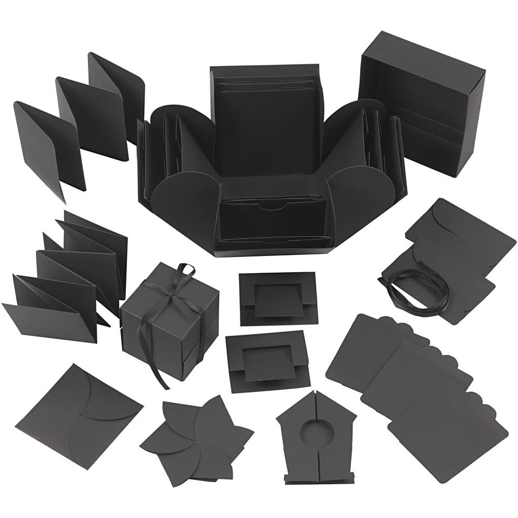 Creativ Company Geschenkdosen/-schachteln Explosion Box Schwarz Größe 7x7x75+12x12x12 cm 1 Stk