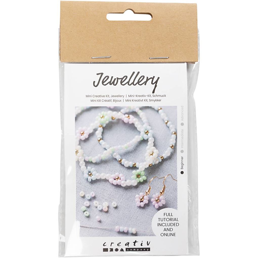 Creativ Company DIY Sets Beads Mini Kreativ Set Schmuck Elastisches Armband Ohrring Kreativ Box