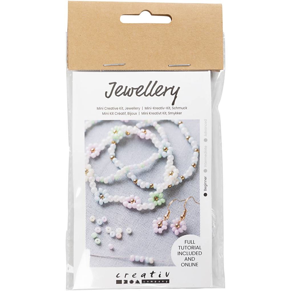 Creativ Company DIY Sets Beads Mini Kreativ Set Schmuck Elastisches Armband Ohrring Kreativ Box