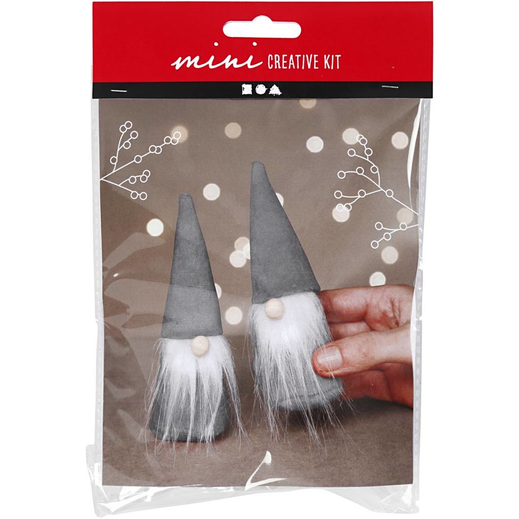 Creativ Company DIY Sets Filz & Fleece Mini Kreativ Set Grau Skandinavische Nikoläuse H 12 cm Kreativ Box