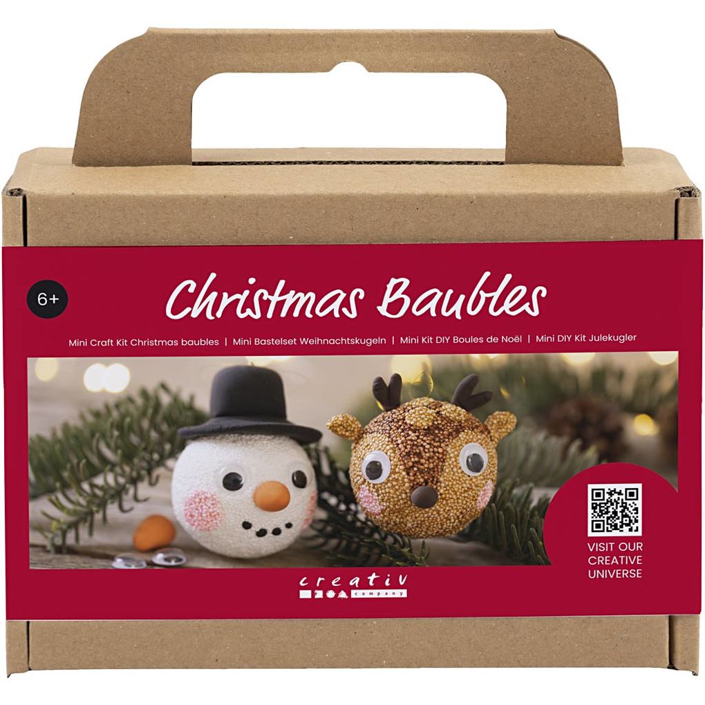 Creativ Company DIY Sets Modellieren Mini Kreativ Set Weihnachtskugeln Rentier und Schneemann Kreativ Box