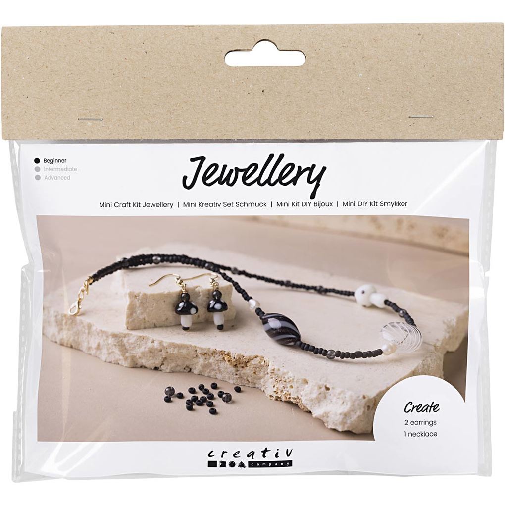 Creativ Company DIY Sets Beads Mini Kreativ Set Schmuck Schwarztöne Markante Halskette Kreativ Box