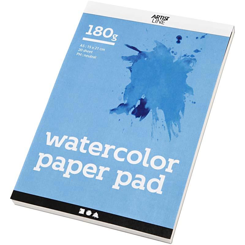 Creativ Company Div. Zubehör für Wasserfarben Aquarellblock Weiß A5 148x210 mm 180 g 20 Bl./ 1 Stk