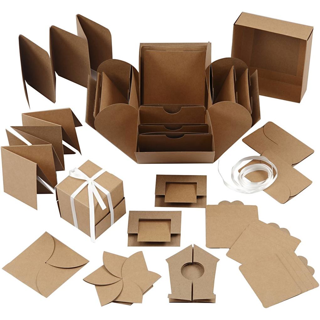 Creativ Company Geschenkdosen/-schachteln Explosion Box Natur Größe 7x7x75+12x12x12 cm 1 Stk