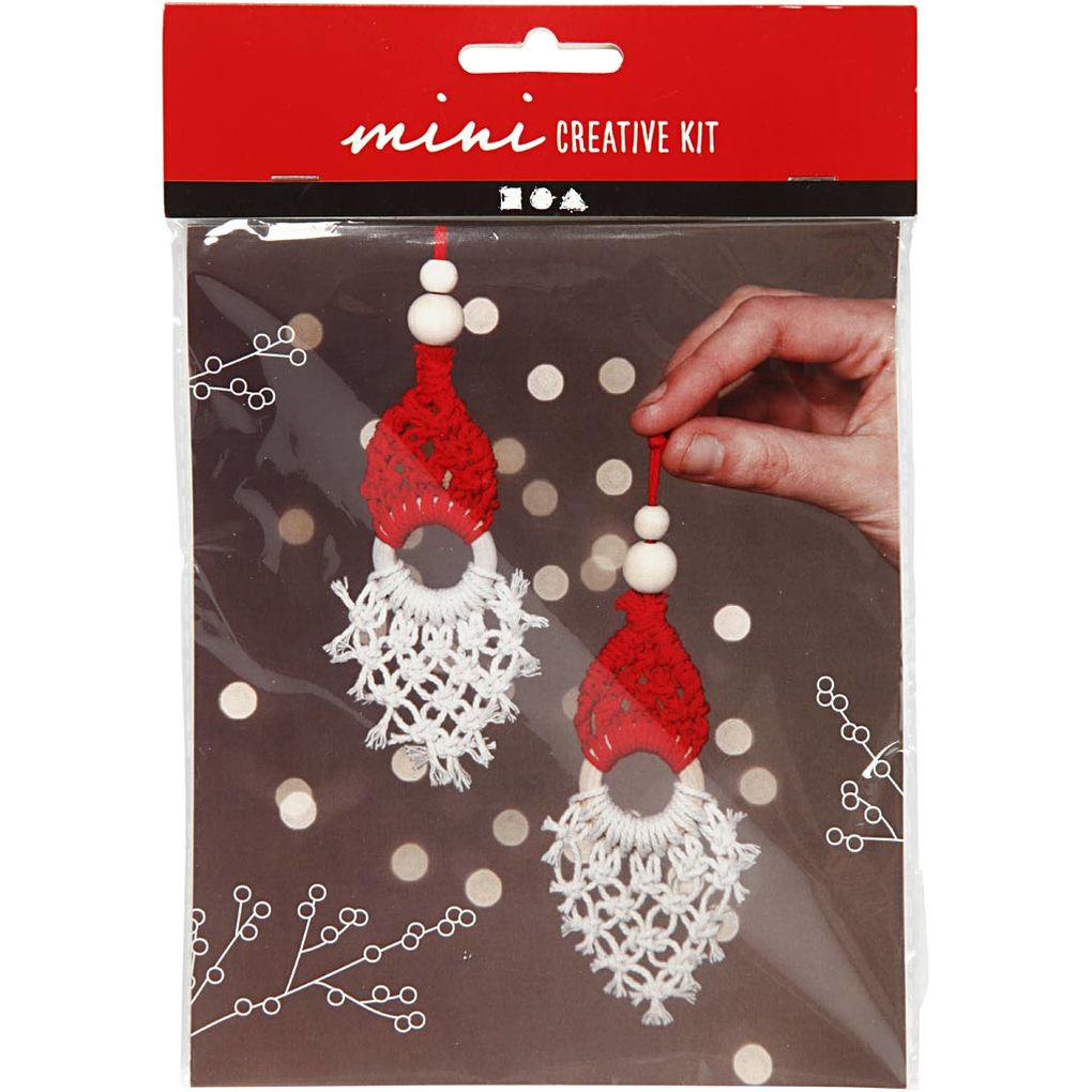 Creativ Company DIY Sets Macramé Mini Kreativ Set Weihnachtswichtel aus Makramee H 14 cm Kreativ Box