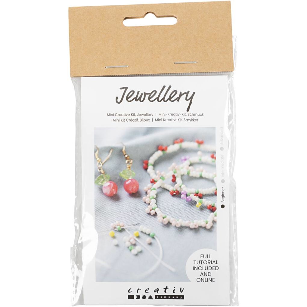 Creativ Company DIY Sets Beads Mini Kreativ Set Schmuck Elastisches Armband und Ohrring Kreativ Box