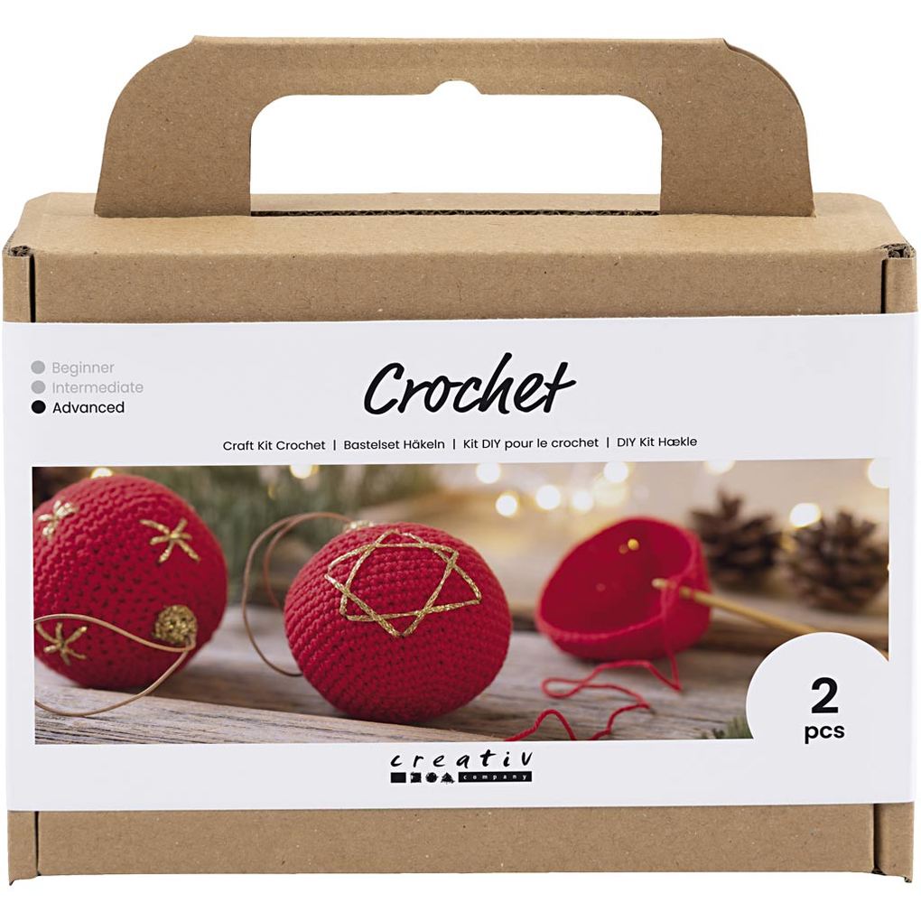 Creativ Company DIY Sets Stricken & Häkeln Kreativ Set Häkeln Rot Weihnachtskugeln Kreativ Box