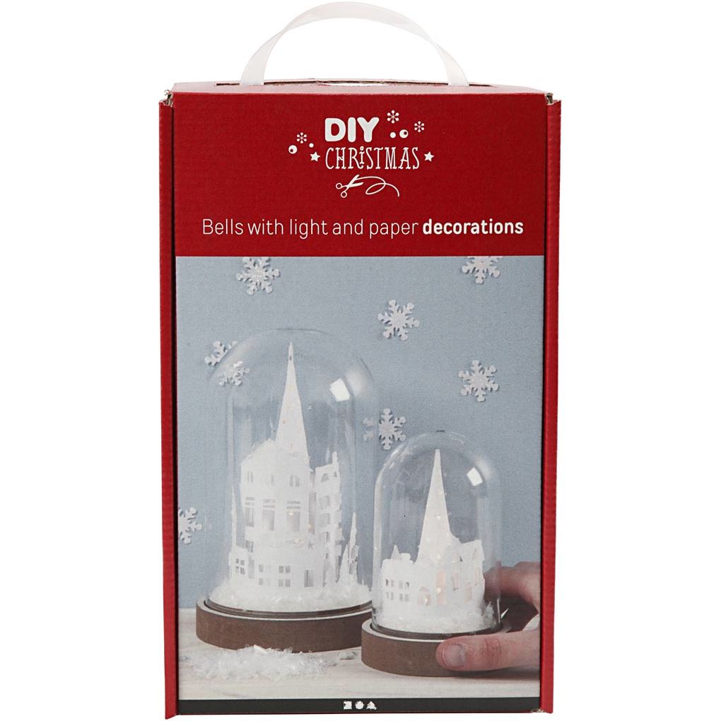 Creativ Company DIY Weihnachten Set Dekoartikel unter Plastikglocken mit LED