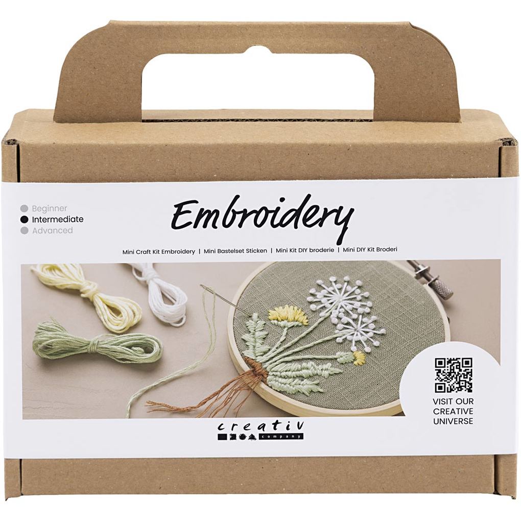 Creativ Company DIY Sets Sticken & Nadelstanzen Mini Kreativ Set Sticken Staubgrün Stickrahmen Kreativ Box