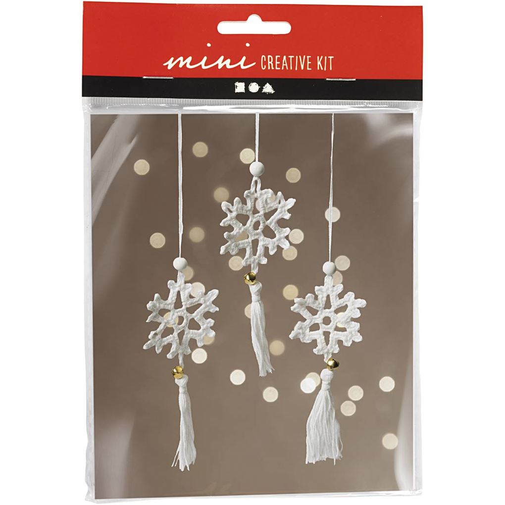 Creativ Company DIY Sets Stricken & Häkeln Mini Kreativ Set Häkeln Weiß Schneeflocken Kreativ Box