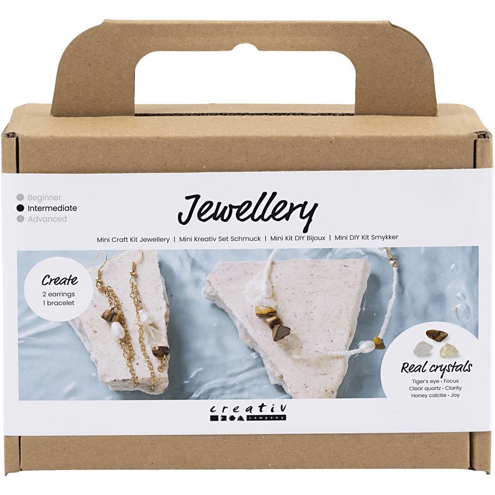 Creativ Company DIY Sets Beads Mini Kreativ Set Schmuck Halskette und Ohrringe aus Kristallen Kreativ Box