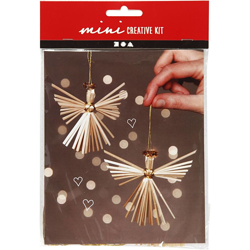 Creativ Company DIY Sets Blumengestecke Korbflechten Mini Kreativ Set Strohengel H 8 cm Kreativ Box