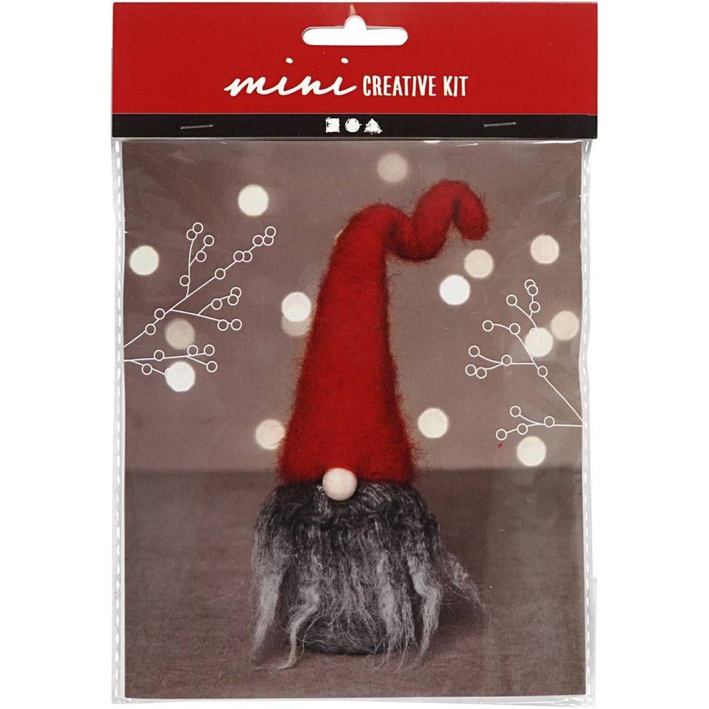Creativ Company DIY Sets Nadelfilzen Mini Kreativ Set Weihnachtswichtel  mit grauem Bart H 13 cm Kreativ Box
