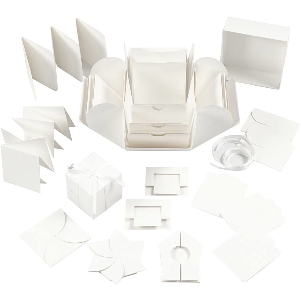 Creativ Company Geschenkdosen/-schachteln Explosion Box Naturweiß Größe 7x7x75+12x12x12 cm 1 Stk