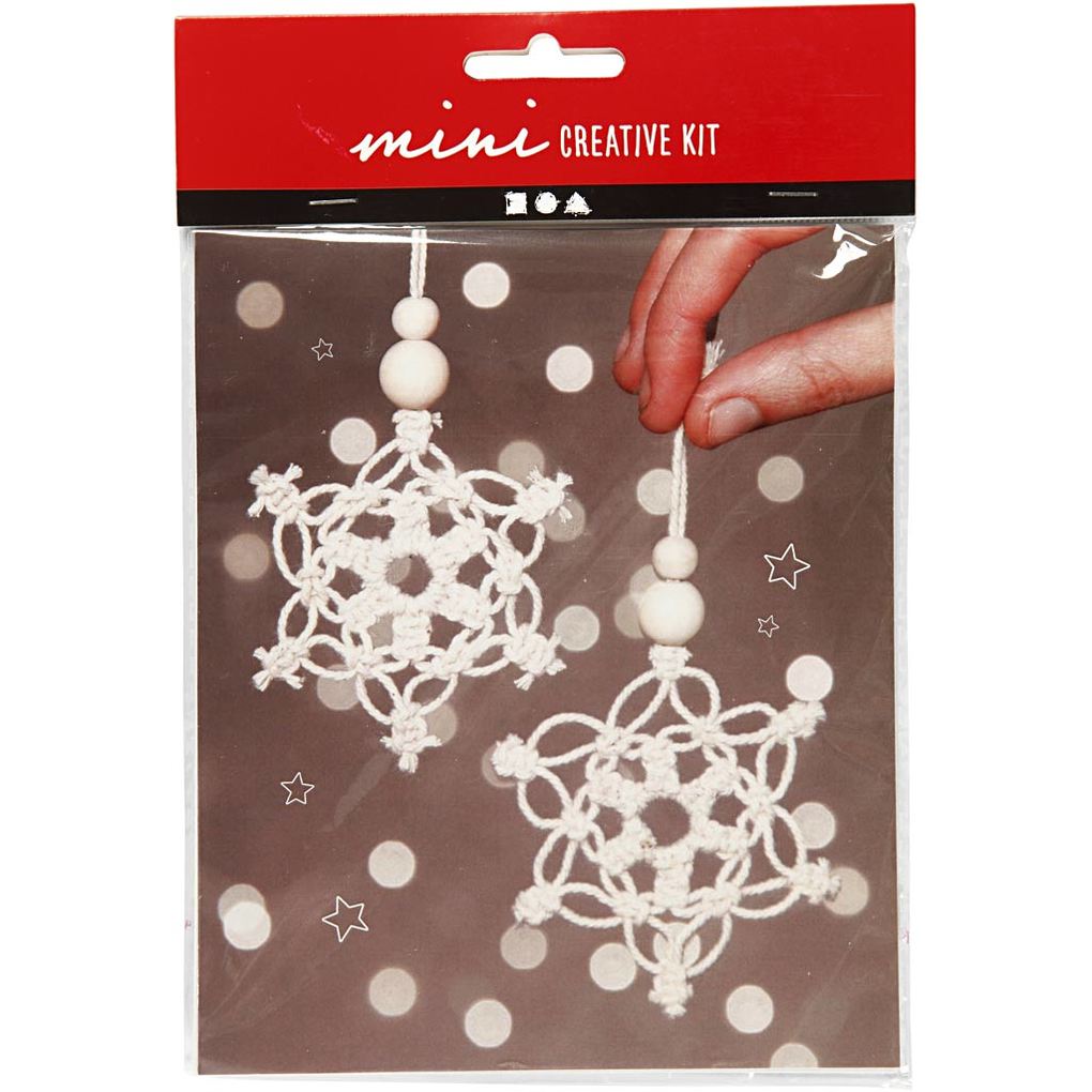 Creativ Company DIY Sets Macramé Mini Kreativ Set Schneeflocke aus Makramee H 10 cm Kreativ Box