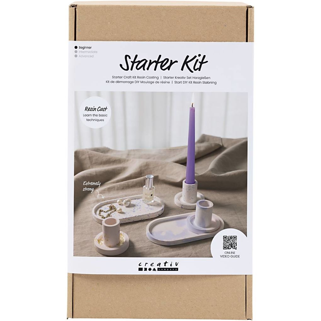 Creativ Company DIY Sets Formgießen Starter Kreativ Set Harzgießen Blau Hellpink Weiß Kerzenhalter und Tabletts Kreativ Box