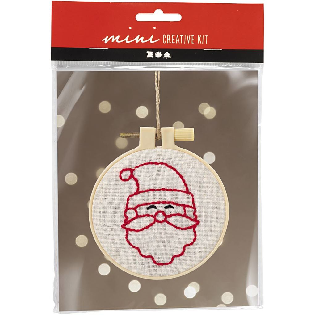 Creativ Company DIY Sets Sticken & Nadelstanzen Mini Kreativ Set Sticken Weihnachtsmann Kreativ Box