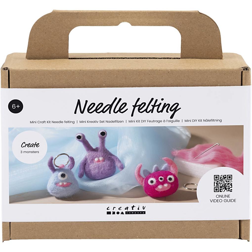 Creativ Company DIY Sets Filz & Fleece Mini Kreativ Set Nadelfilzen Sortierte Farben Monster Kreativ Box