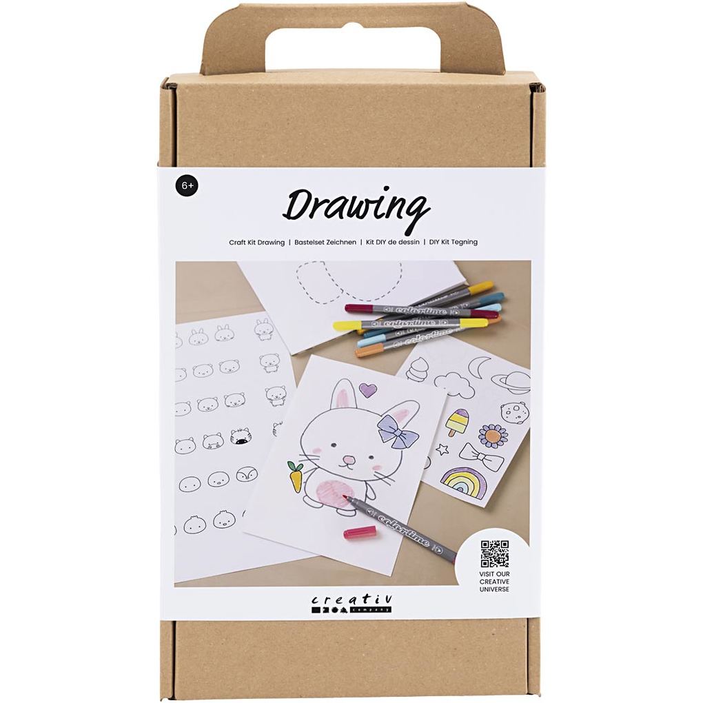 Creativ Company DIY Sets Zeichnen Kreativ Set Zeichnen Pastellfarben Gemischte Holzfiguren Kreativ Box