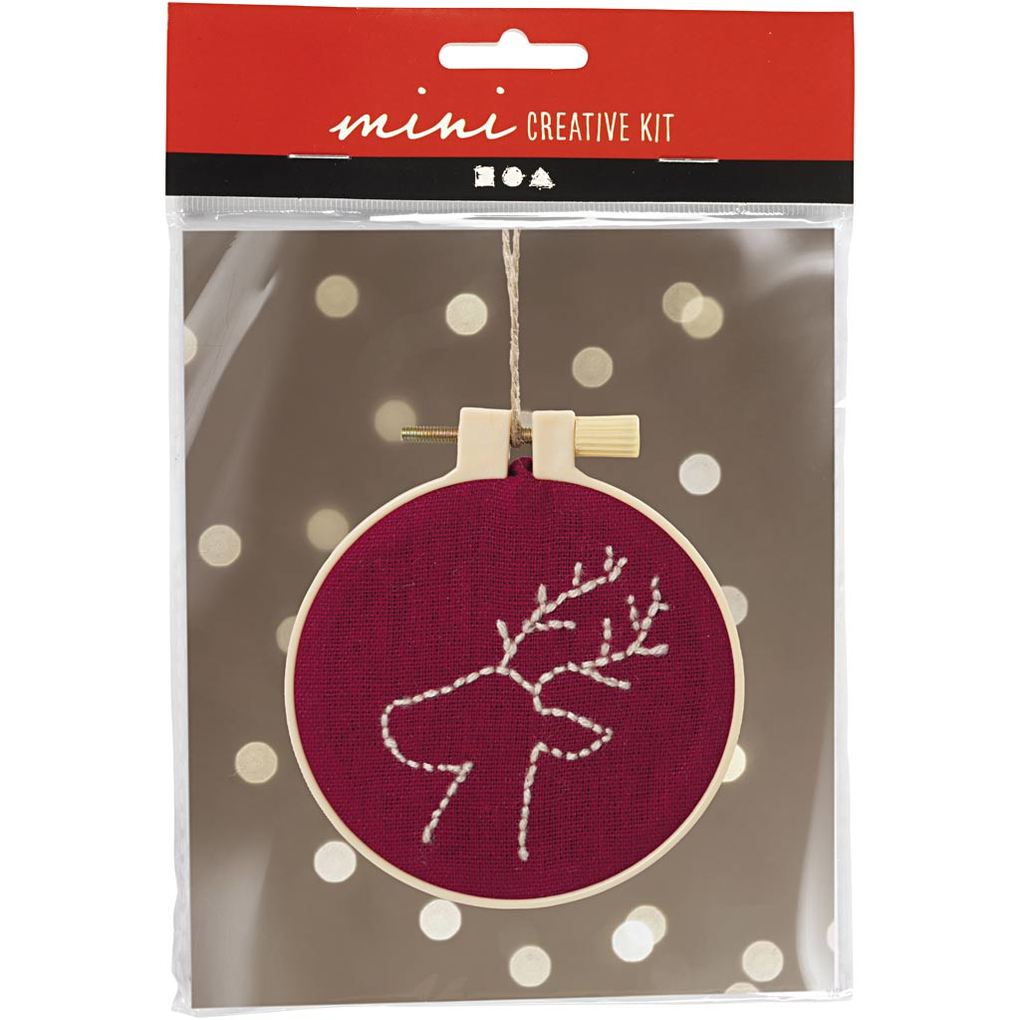 Creativ Company DIY Sets Sticken & Nadelstanzen Mini Kreativ Set Sticken Rentier Kreativ Box