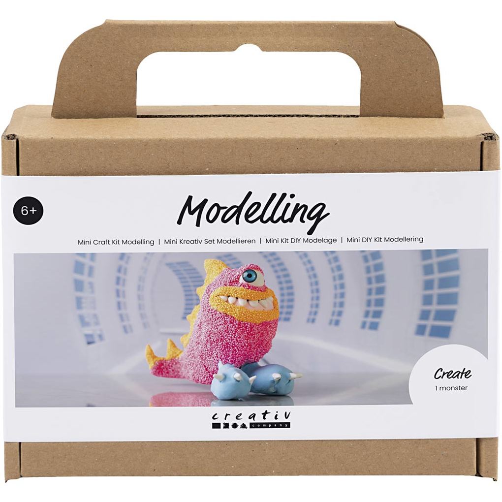 Creativ Company DIY Sets Modellieren Mini Kreativ Set Modellieren Neonpink Monster Freddy Kreativ Box