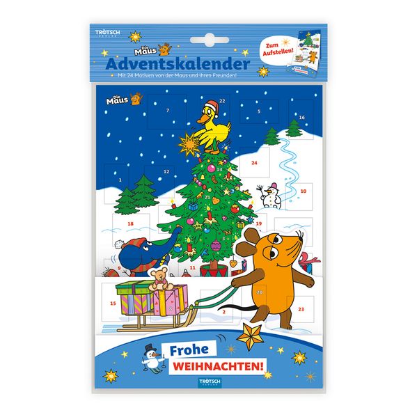 TRÖTSCH - Aufstell Adventskalender 'Die Maus' | Weihnachtskalender mit 24 Türchen und liebevollen Illustrationen