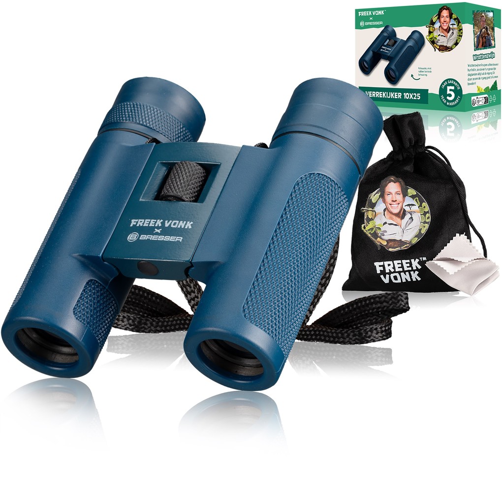 Freek Vonk 9820102 - BRESSER Kinderfernglas 10x25 10-fache Vergrößerung Fernglas mit Tasche Trageriemen Reinigungstuch