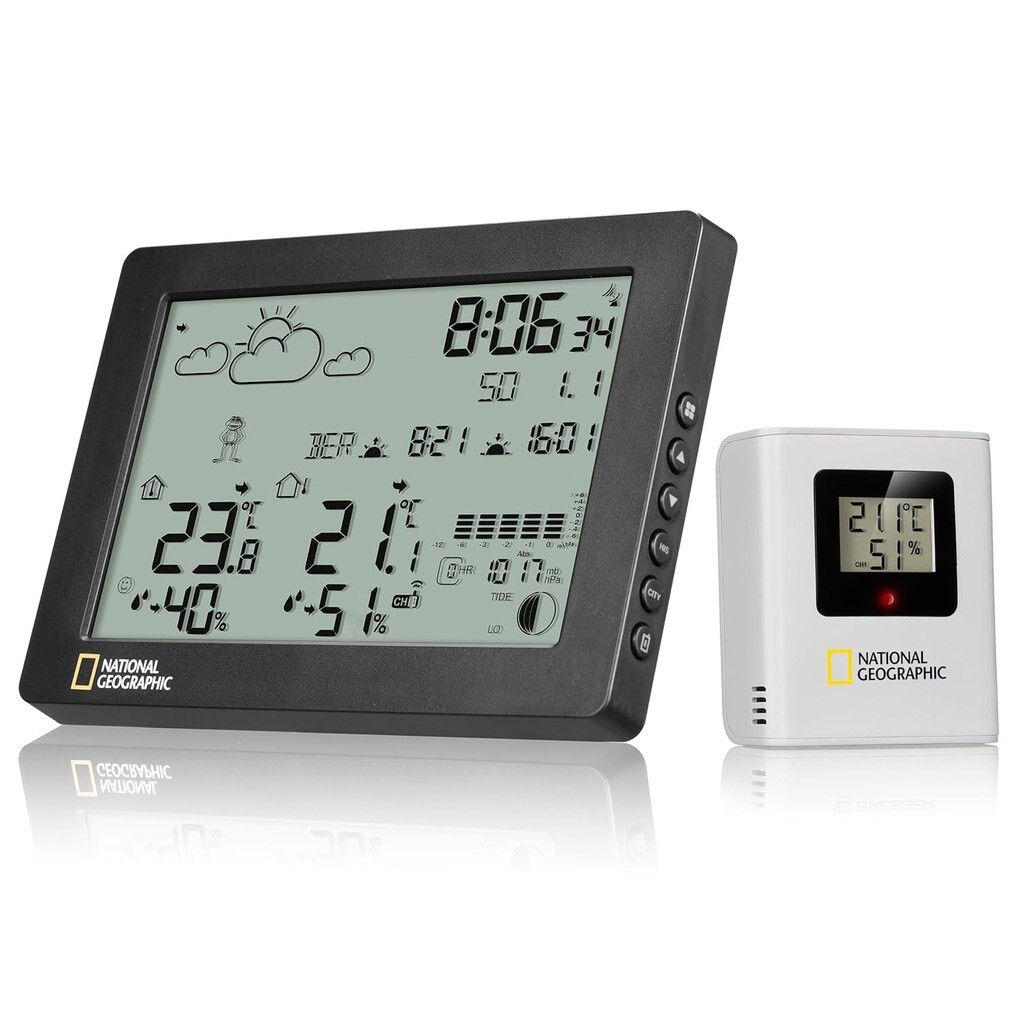 National Geographic 9070110 - Wetterstation BaroTemp HZ Präzises Thermometer Hygrometer & Barometer mit Wettervorhersage und mehr