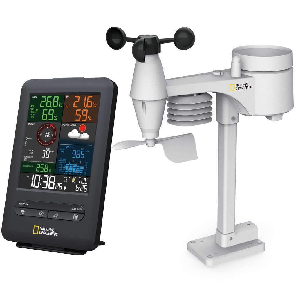 National Geographic 9080500 - Wetterstation 5in1 Color-Display Funk mit Multisensor