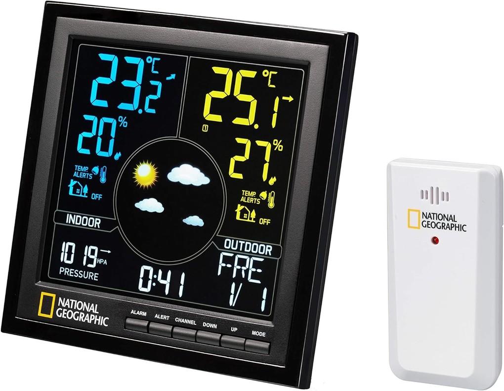 National Geographic 9070600 - Wetterstation Funk mit Außensensor VA Farb Wetterstation mit LCD Farbdisplay