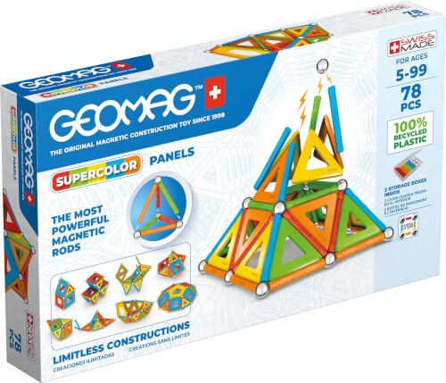 Invento 507059 - Geomag Classic Supercolor Panels Recycled 78 pcs Magnetischer Baukasten Magnetspielzeuge