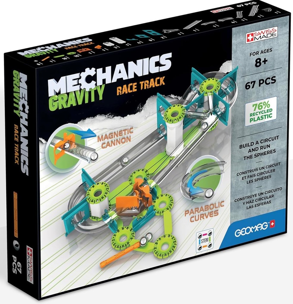 Invento 507090 - Geomag Mechanics Gravity Race Track 67 pcs Kugelbahn Magnetischer Baukasten Magnetspielzeuge