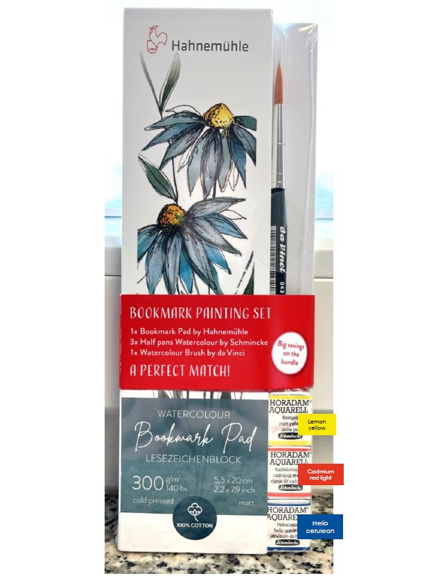 Hahnemühle Bookmark Painting Set 1 Block 3 Aquarellfarben Schmincke 1 Aquarellpinsel da Vinci