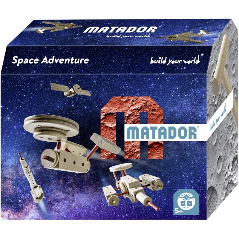 MATADOR 11518 - Space Adventure Baukasten Weltraum Holz 42 Teile Konstruktionsbaukasten ab 5 Jahren Spielend lernen!