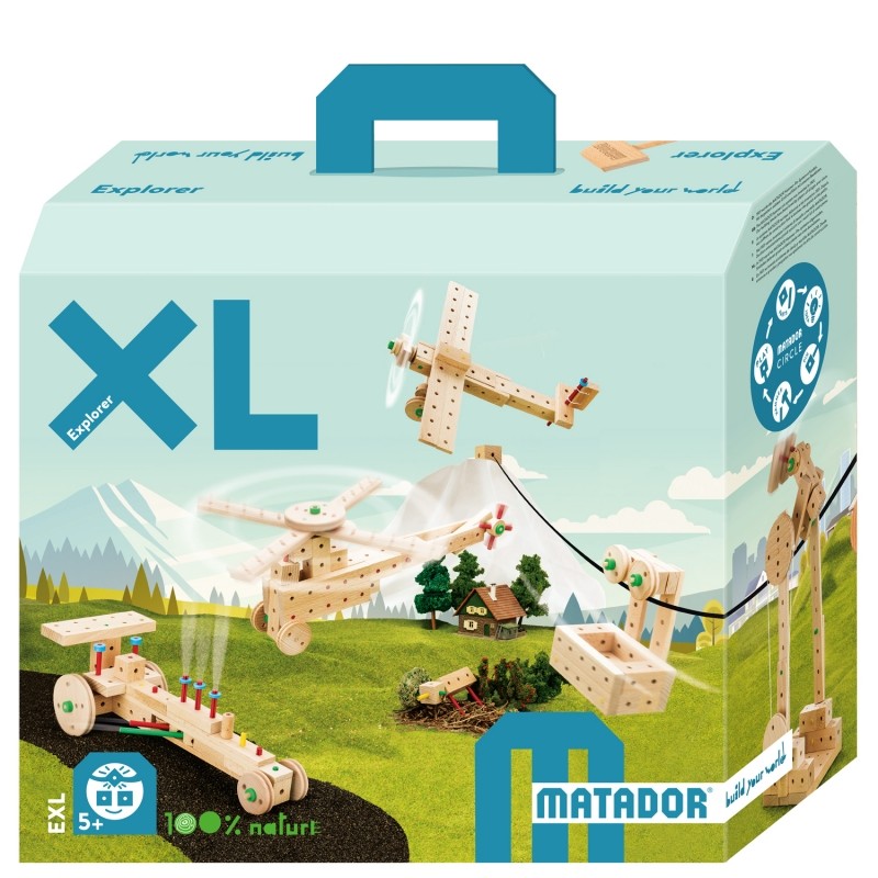 Matador 11151 - Explorer Exl Baukasten Holz 902 Teile Konstruktionsbaukasten Ab 5 Jahren Spielend Lernen!