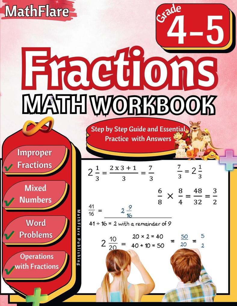Fractions Math Workbook 4th and 5th Grade