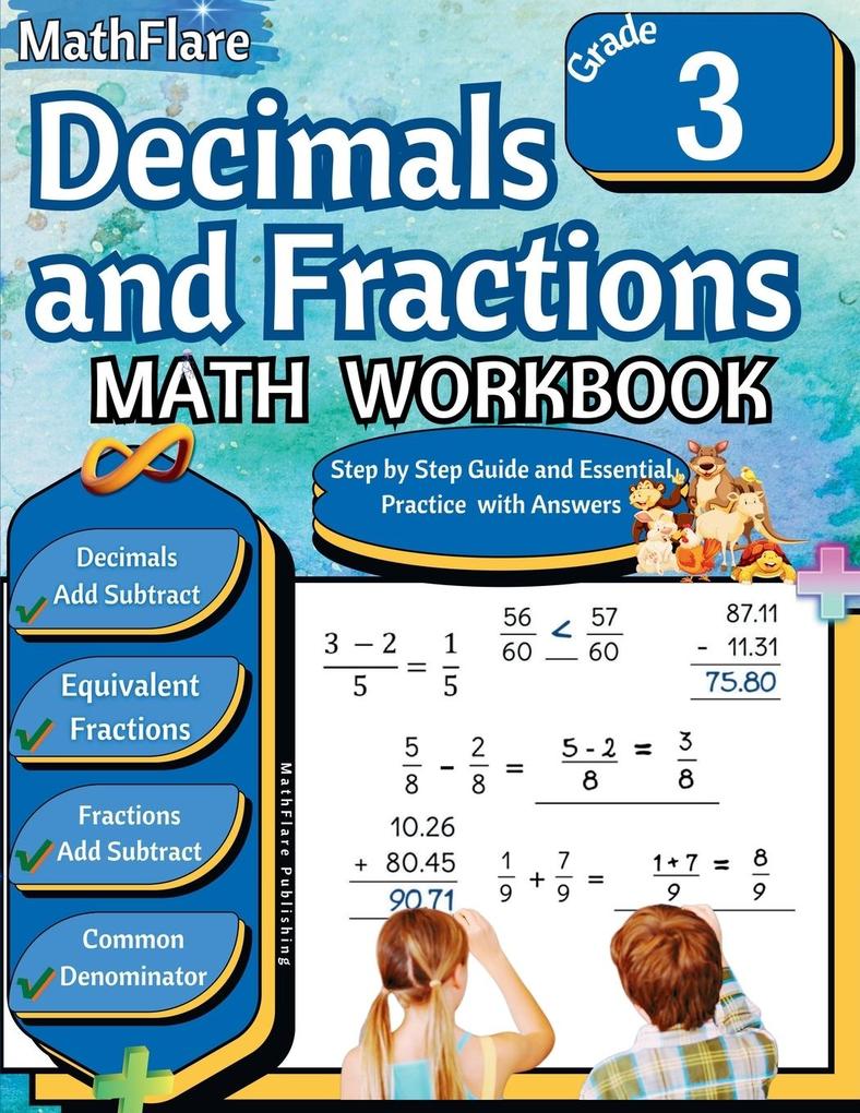 Decimals and Fractions Math Workbook 3rd Grade