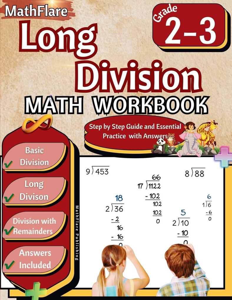 Long Division Math Workbook 2nd and 3rd Grade