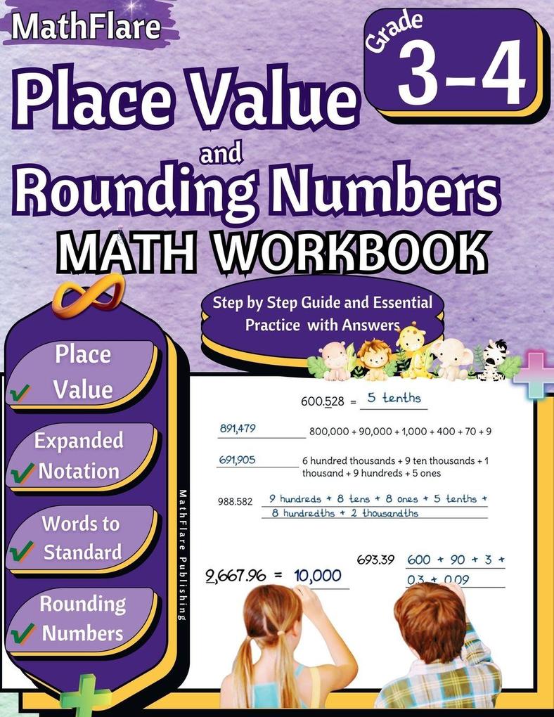 Place Value and Rounding Numbers Math Workbook 3rd and 4th Grade