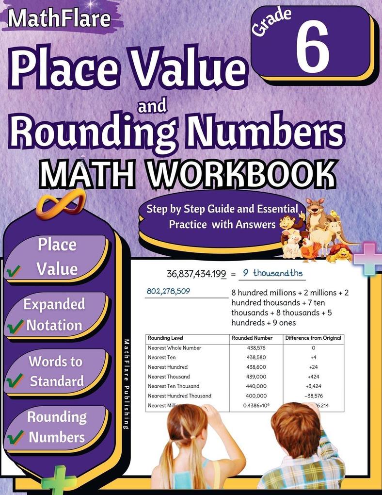 Place Value and Rounding Numbers Math Workbook 6th Grade