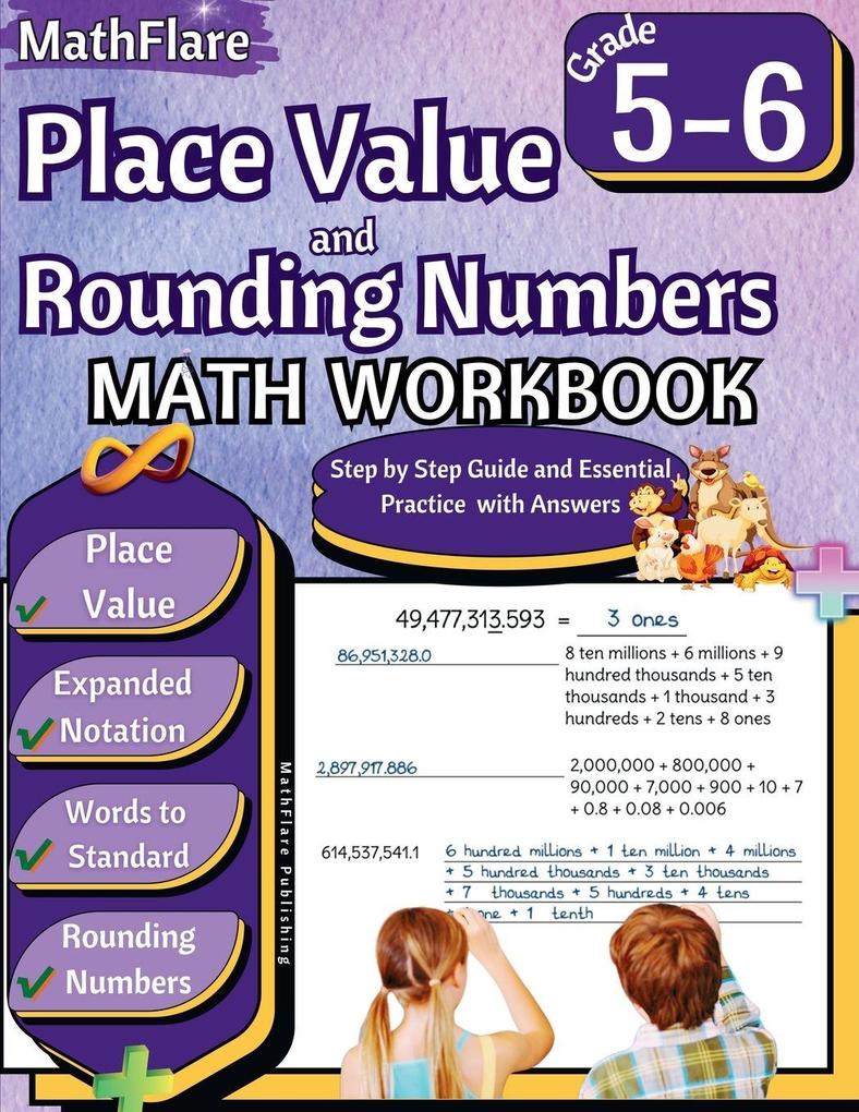 Place Value and Rounding Numbers Math Workbook 5th and 6th Grade