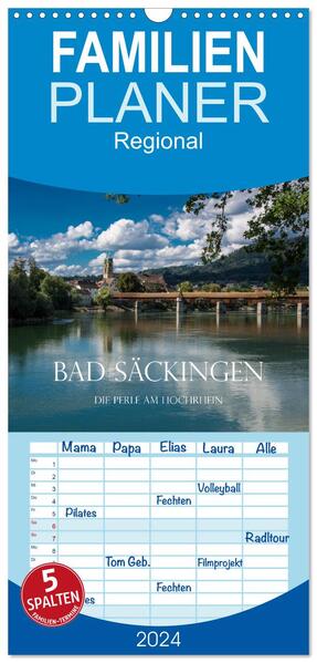 Familienplaner 2025 - Bad Säckingen - Die Perle am Hochrhein mit 5 Spalten (Wandkalender 21 x 45 cm) CALVENDO