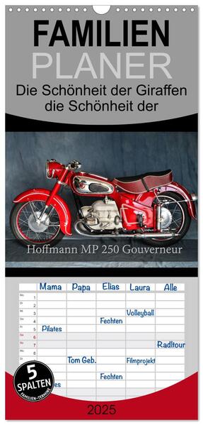 Familienplaner 2025 - Hoffmann MP 250 Gouverneur mit 5 Spalten (Wandkalender 21 x 45 cm) CALVENDO