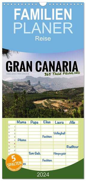 Familienplaner 2025 - Gran Canaria - 365 Tage Frühling mit 5 Spalten (Wandkalender 21 x 45 cm) CALVENDO