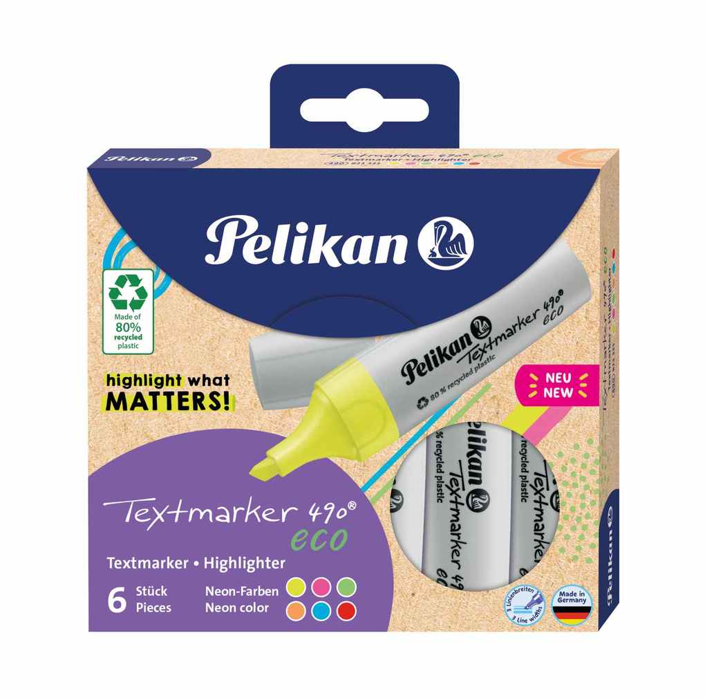 Pelikan Marker 490® eco Set aus 6 Neon-Farben im Etui